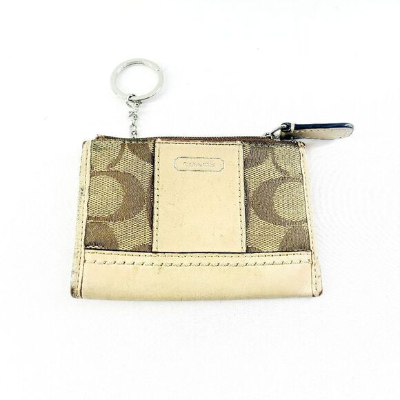 Coach Canvas Leather Coin Purse Wallet - Picture 1 of 5